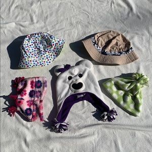 5 Toddlers hats - bucket hats and fleece caps